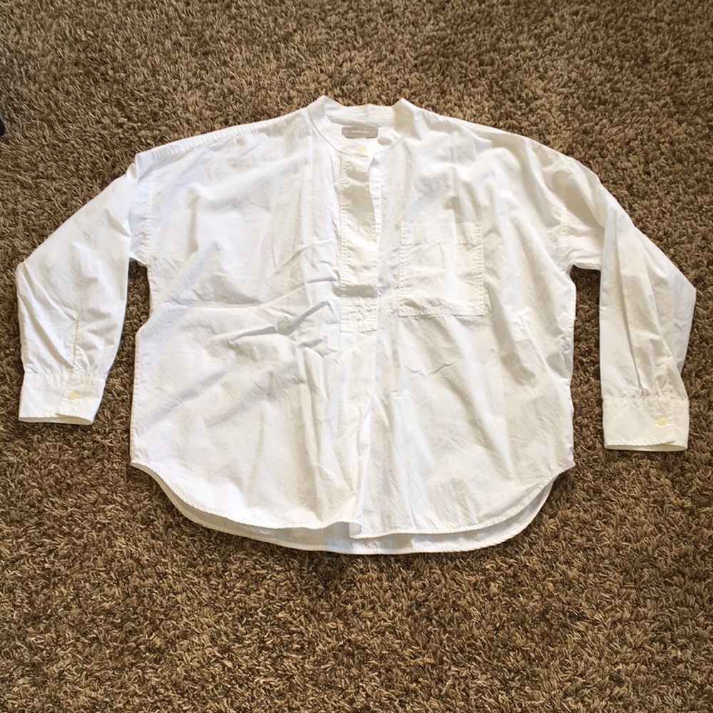 Everlane white half button down shirts size 10